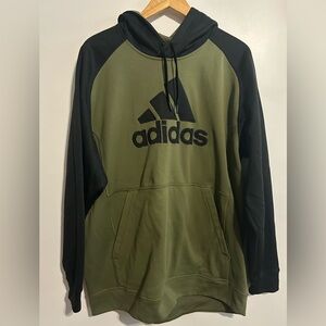 Adidas Men's Olive and Black Hoodie